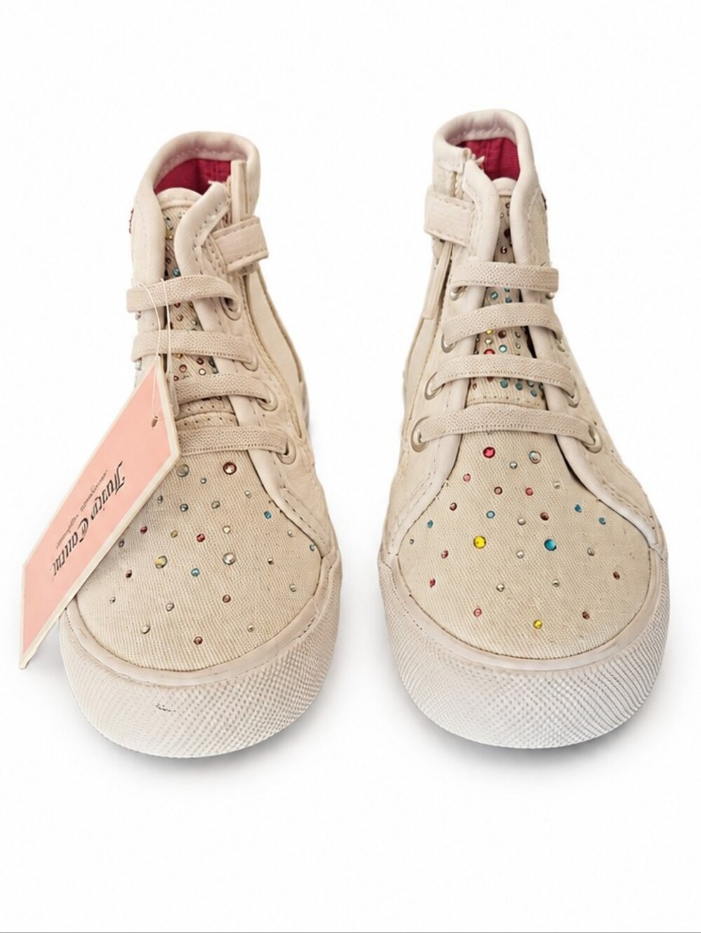 Juicy Couture Sutter Creek Rainbow Rhinestone High-Top Sneakers – Girls Size 7M